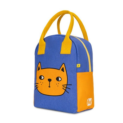 Fluf Zipper Lunch Bag - Blue Kitty Cat