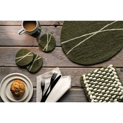 Danica Coaster Striato Olive Branch Set Of 4