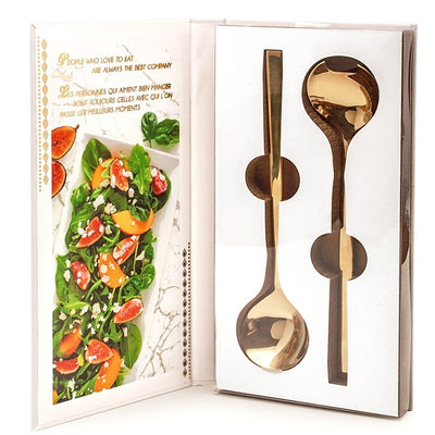 Natural Living Gold Stainless Steel Salad Servers 11"