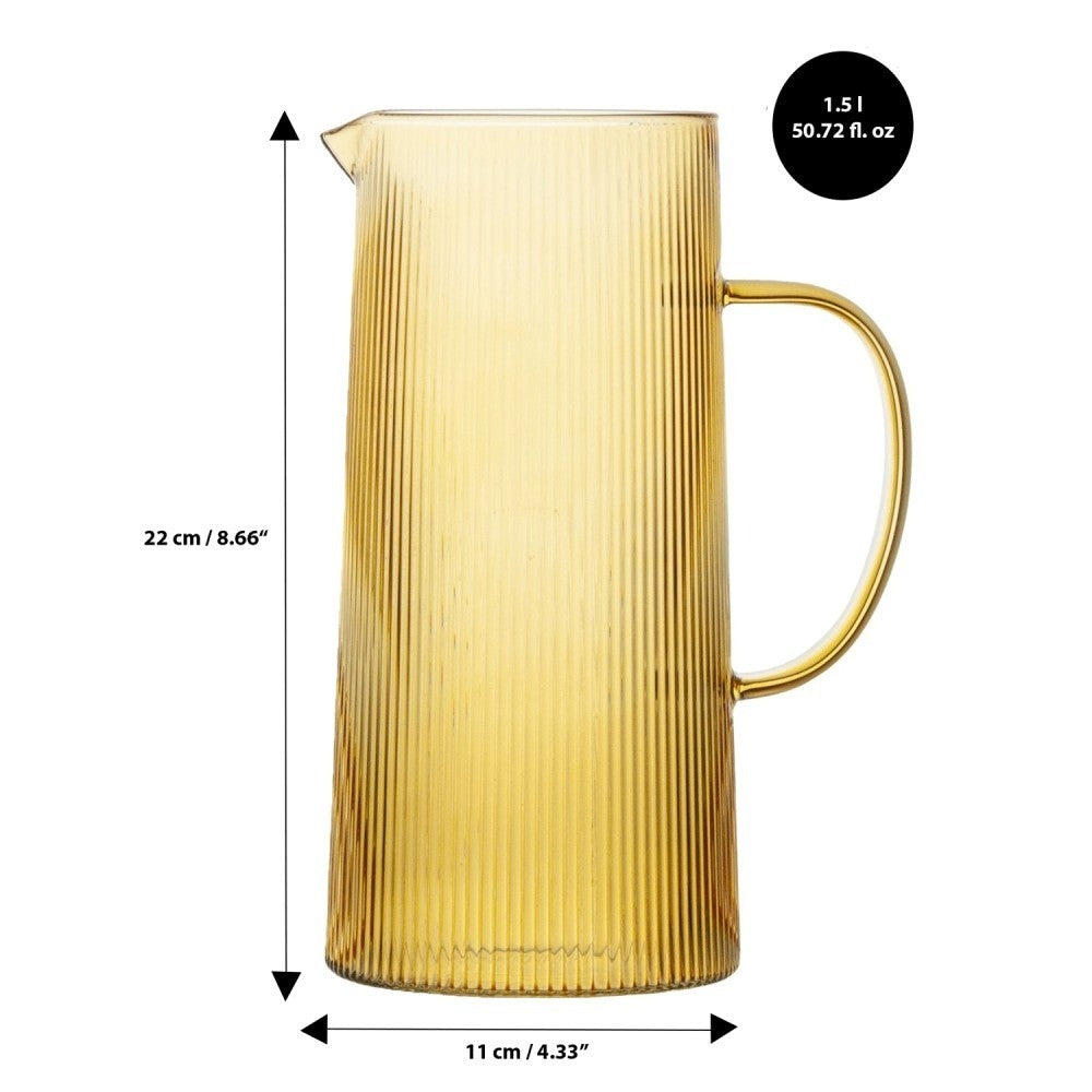 Brilliant Ribbed Amber Pitcher 1.5 L - iQ living