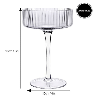 Brilliant Ribbed Clear Cocktail Coupe Glass Set Of 4