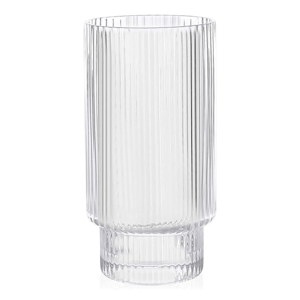 Brilliant Ribbed Clear Drinking Glass Set Of 4 - iQ living