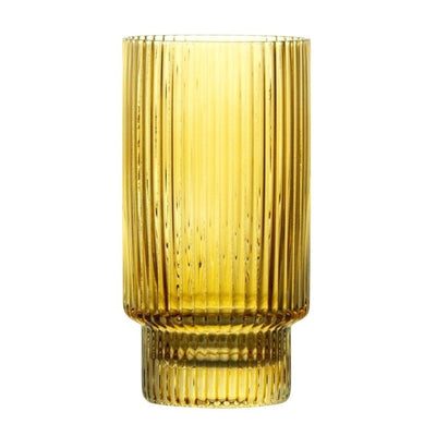 Brilliant Ribbed Amber Drinking Glass Set Of 4