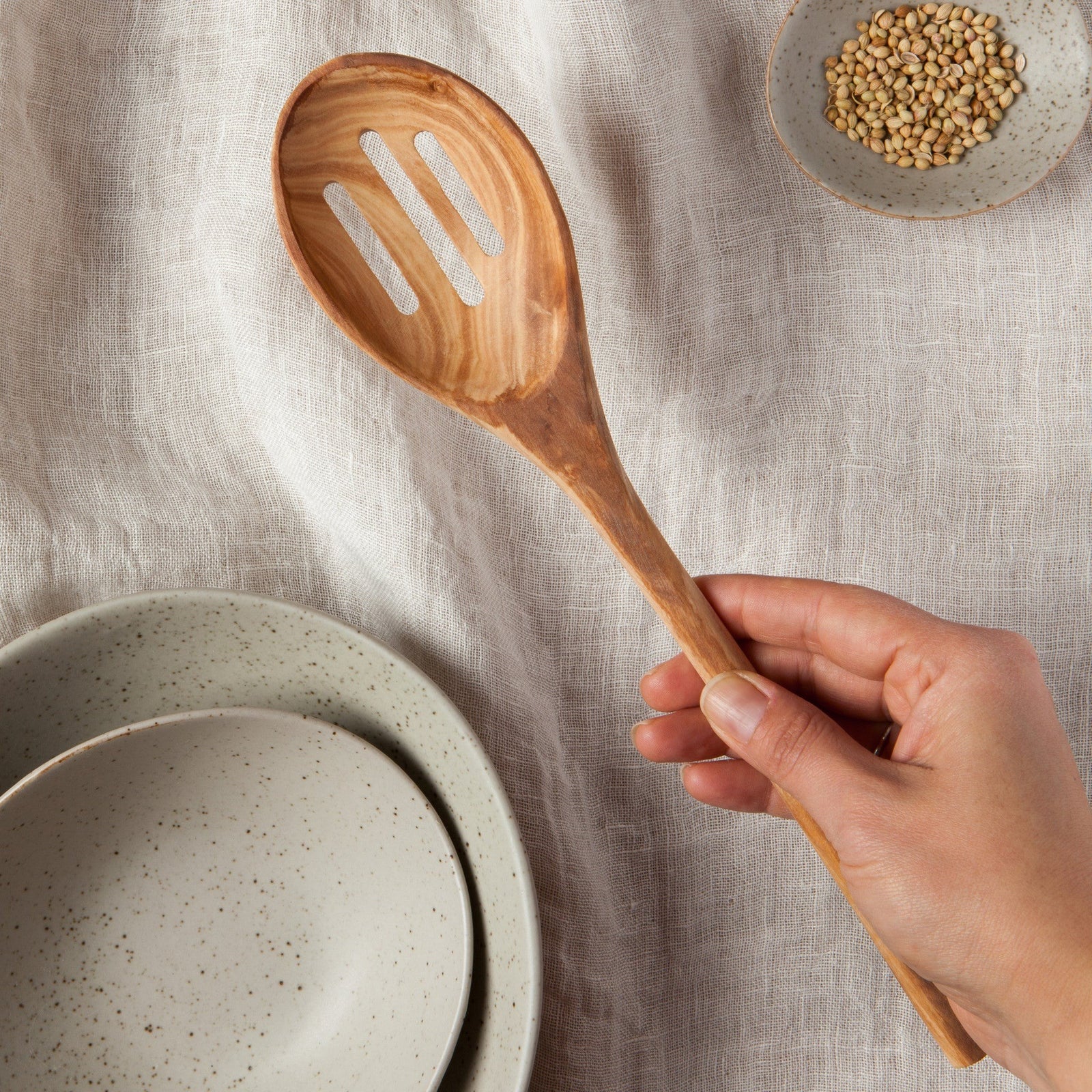 Danica Olive Wood Slotted Spoon 13"