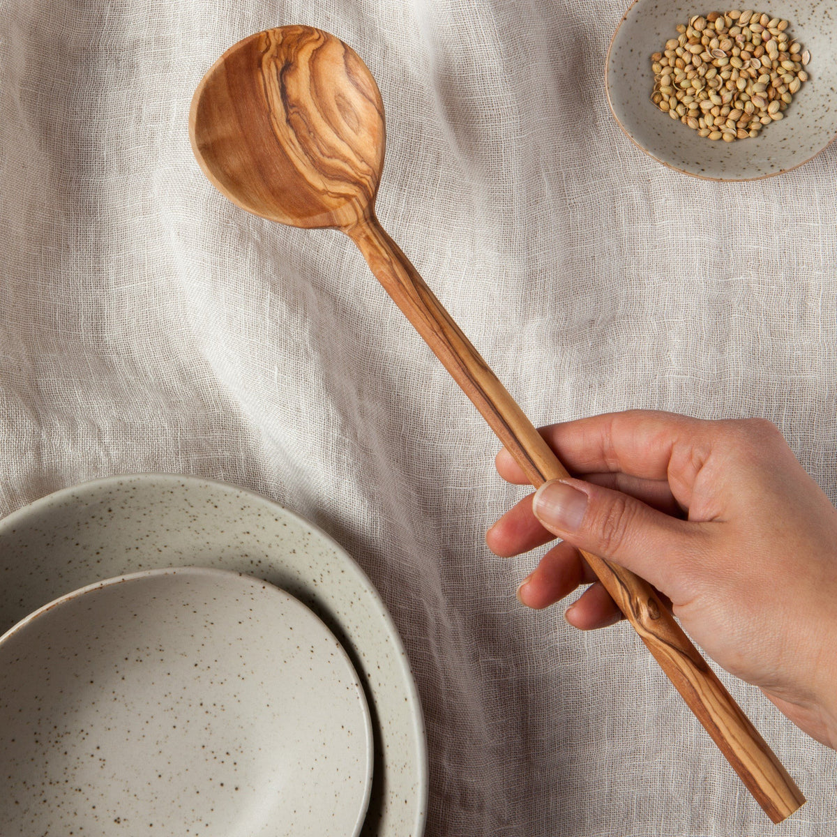 Danica Olive Wood Round Spoon 12"