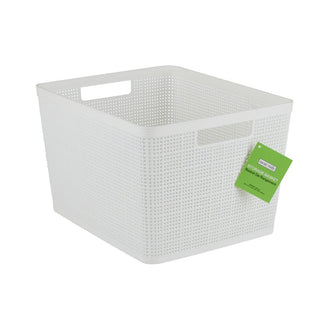 Neat & Tidy Weave Plastic Basket Large - White