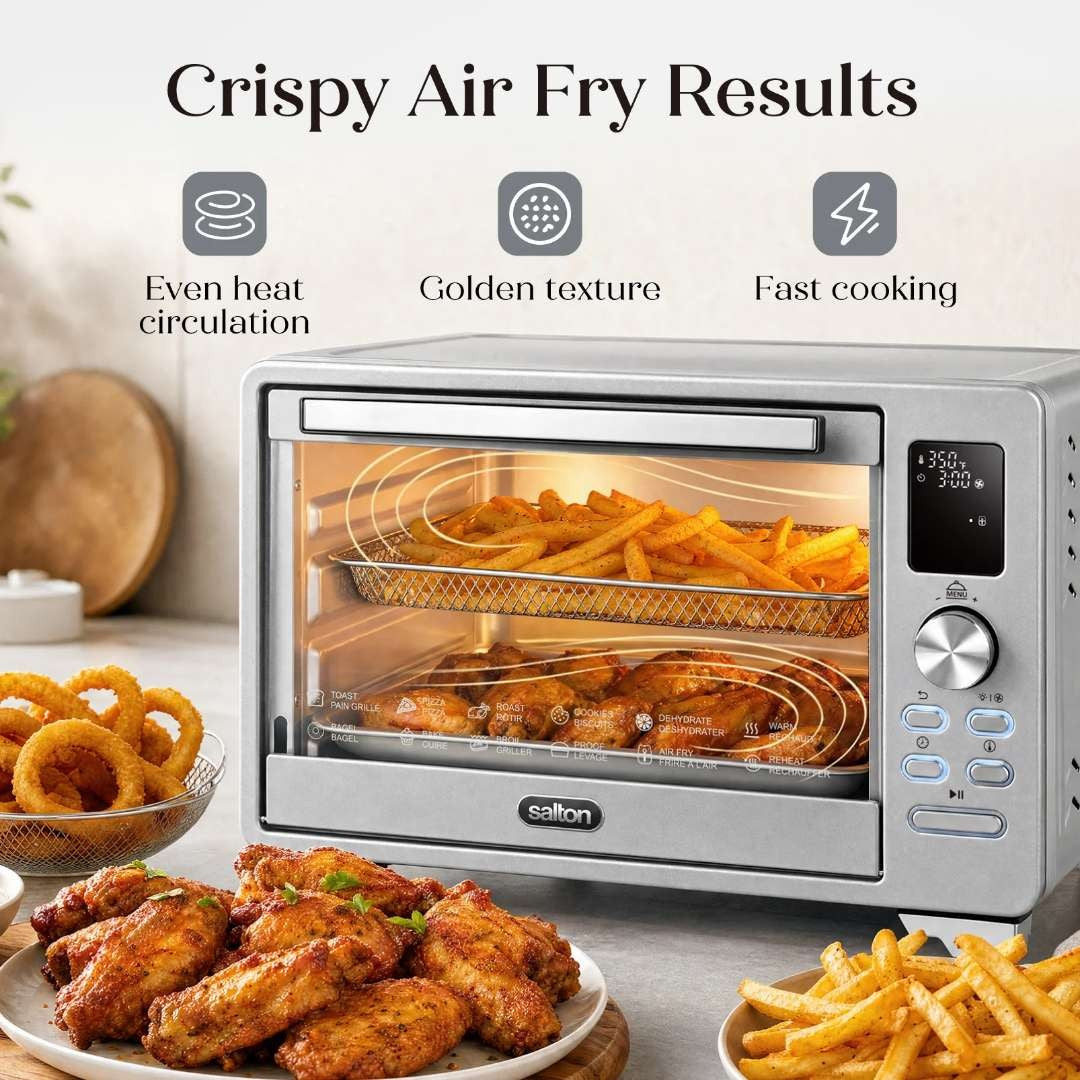 Salton NuRetro Digital Air Fryer Toaster Oven - Silver