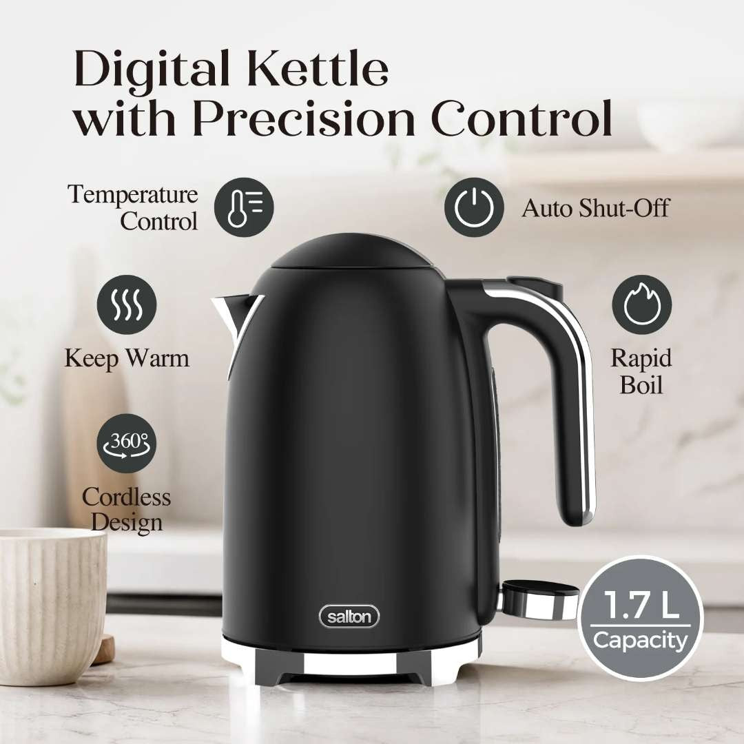 Salton NuRetro 1.7L Digital Kettle - Black