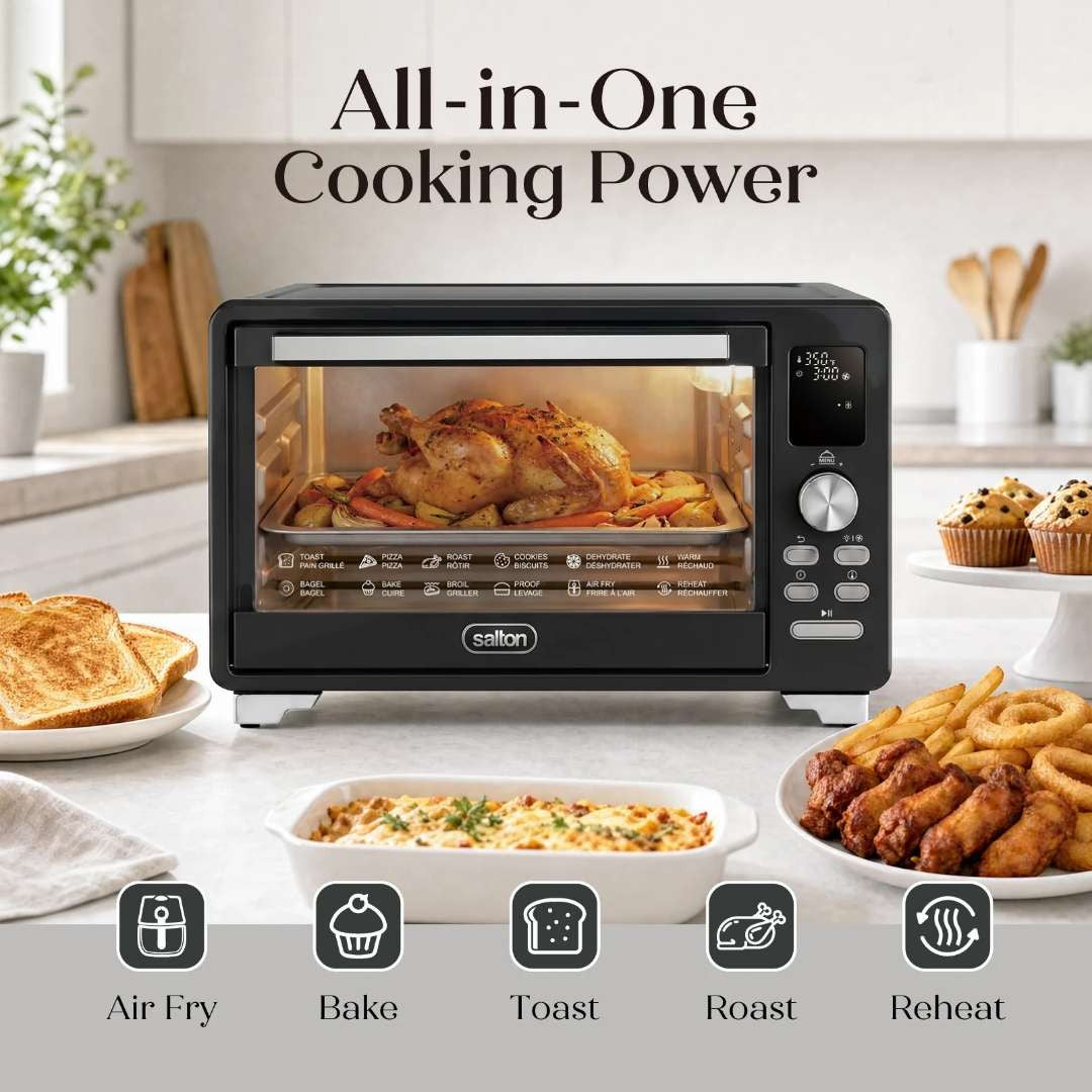 Salton NuRetro Digital Air Fryer Toaster Oven - Black