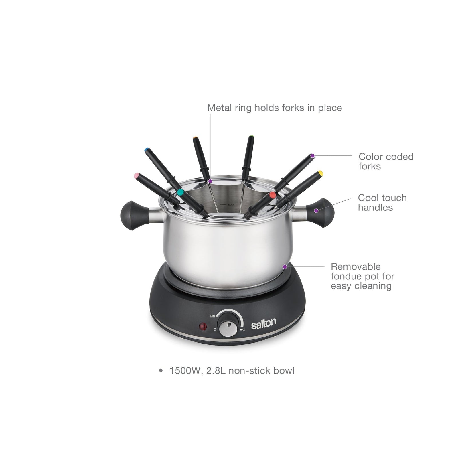 Salton Fondue Set 2.8L - 8 Forks