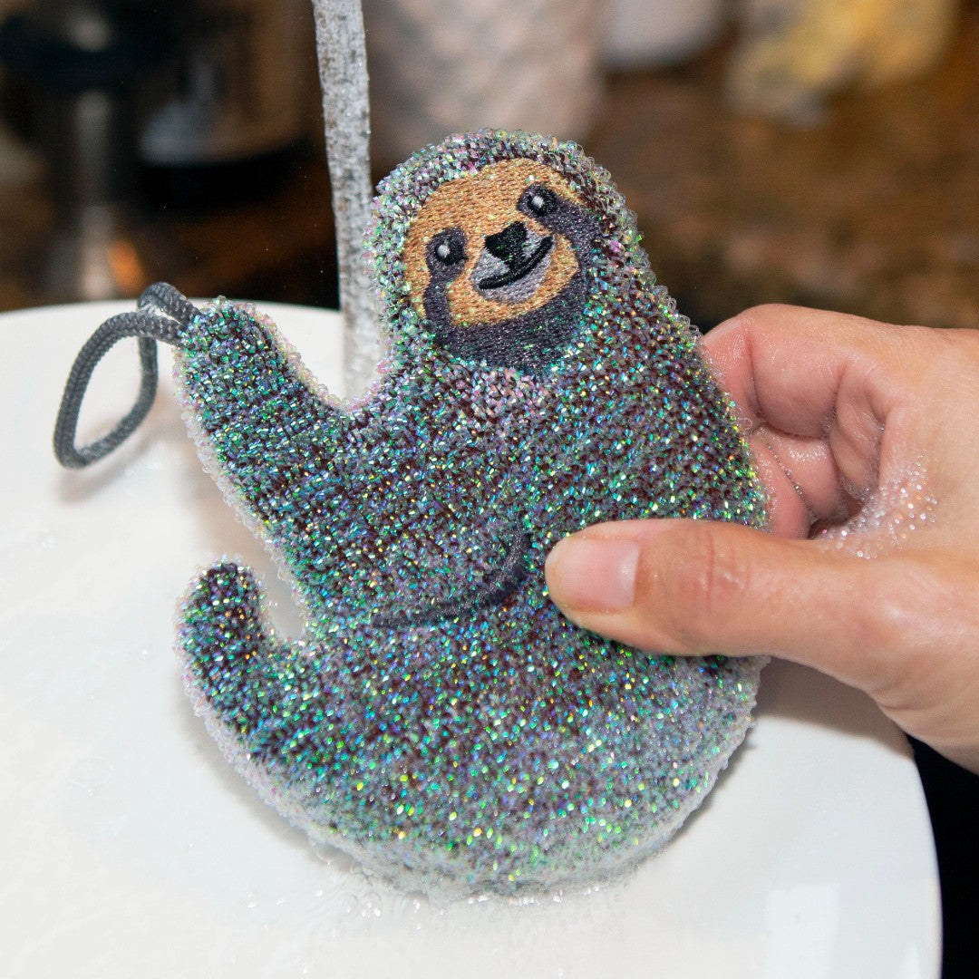 Kikkerland Sloth Scrub Sponge Set Of 3
