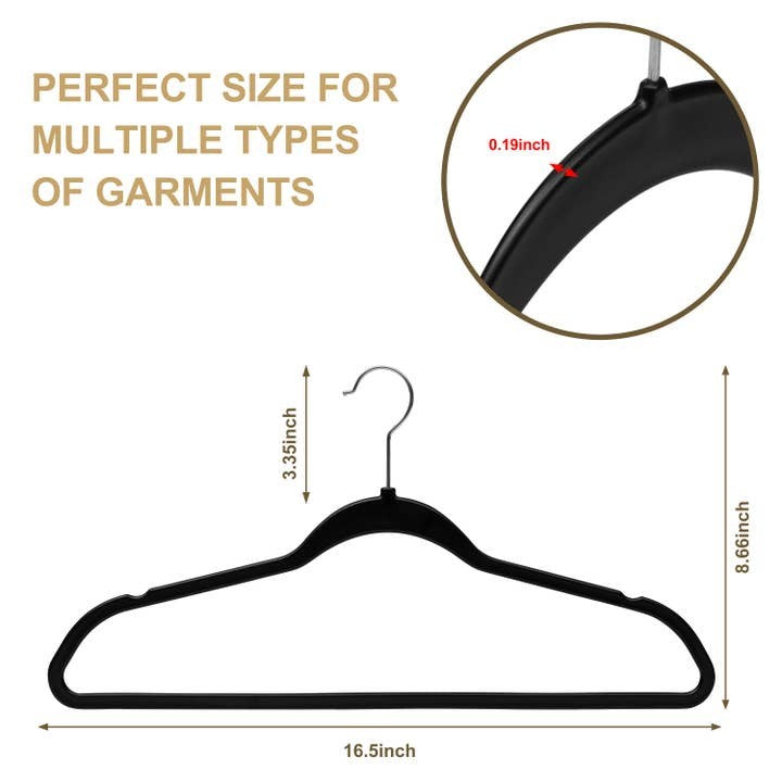 Quality Hangers Slim Black Plastic Hangers 10 Pack