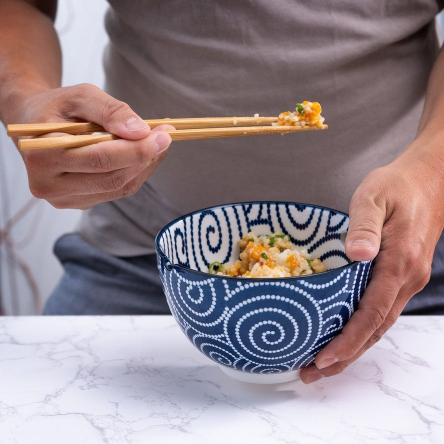 Urban Tokyo 20oz Noodle Bowl & Chopsticks - Brush Swirl