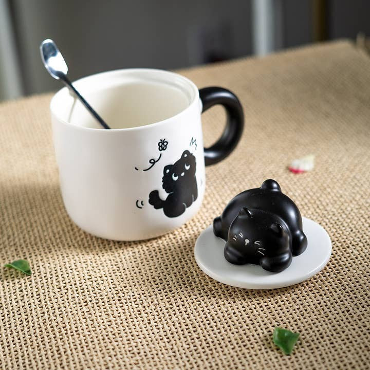 Urban Tokyo Mug 13oz & Lid - Black Cat