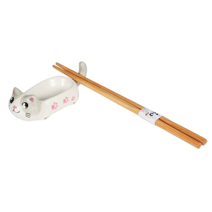 Urban Tokyo Chopstick Rest & Sauce Dish - Neko White Cat