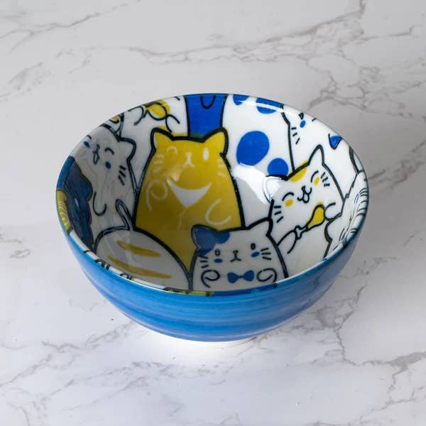 Urban Tokyo 10oz Rice Bowl - Bunch Of Cats Blue