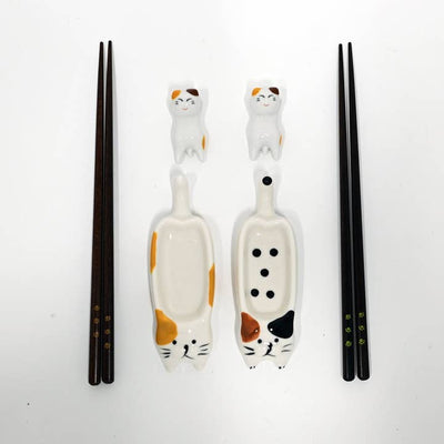 Urban Tokyo 6-Piece Chopstick, Dish & Rest Gift Set - Cats