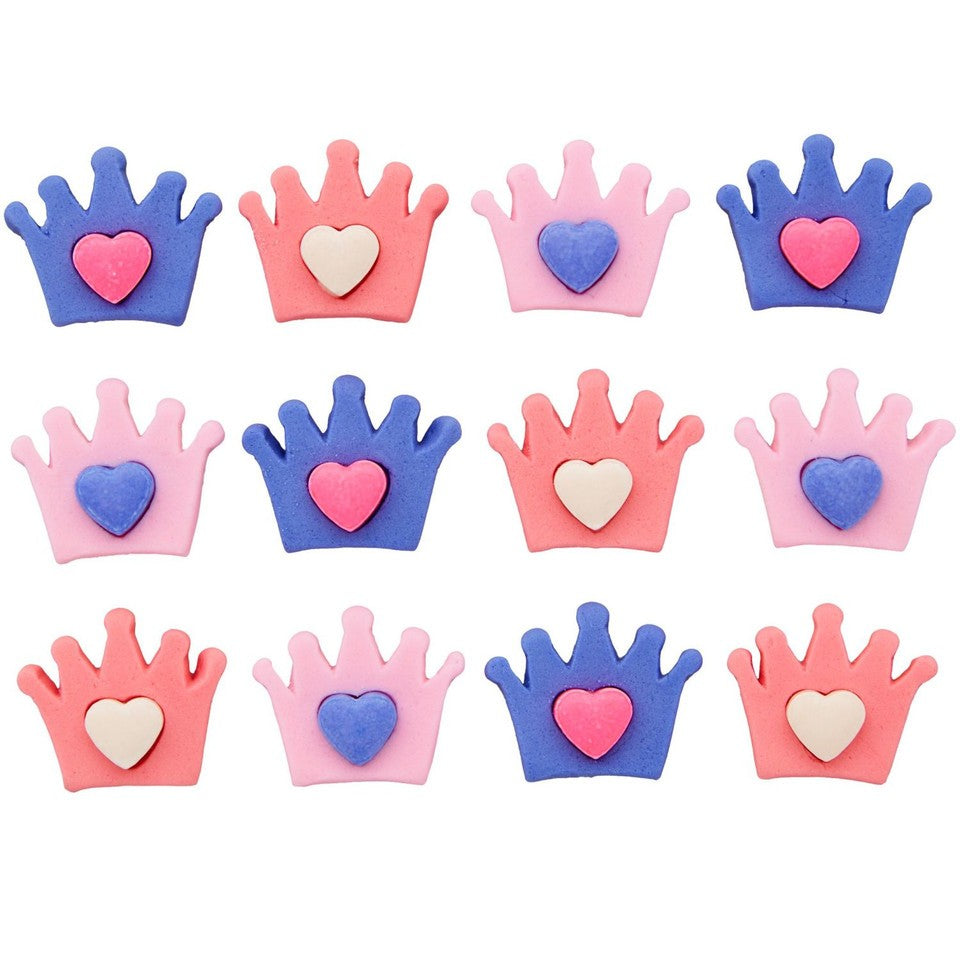 Wilton Edible Icing Decorations - Pink & Purple Crowns