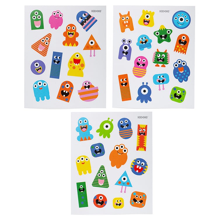 Kikkerland Kidoki Puffy Stickers 3 Sheets - Silly Monsters