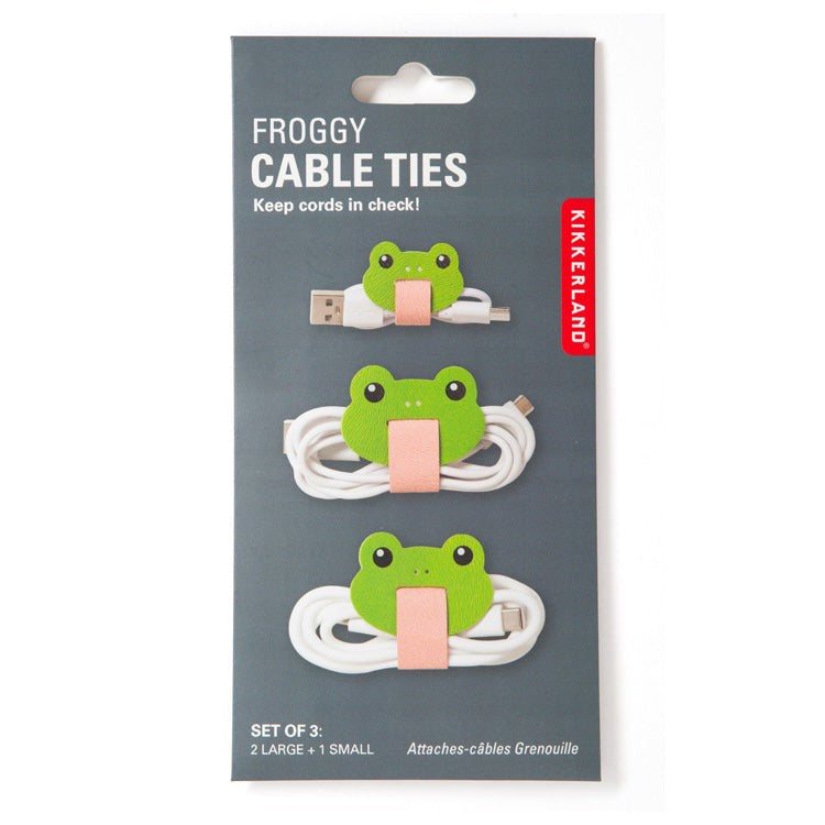 Kikkerland Frog Cable Ties Set Of 3