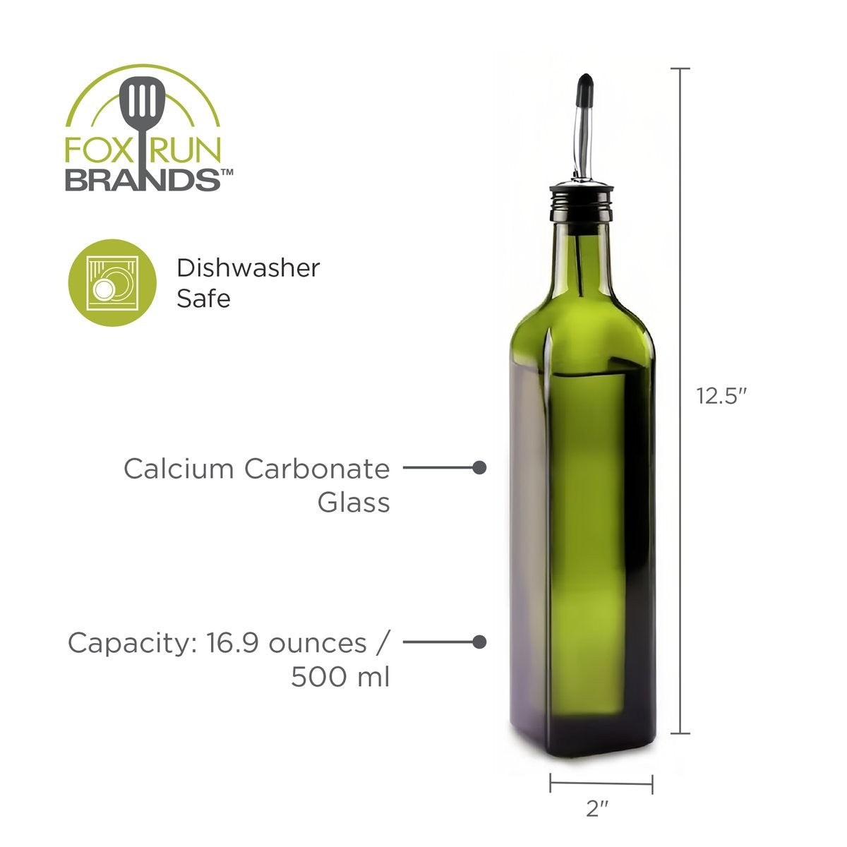 Fox Run Green Glass Oil Bottle 500ml