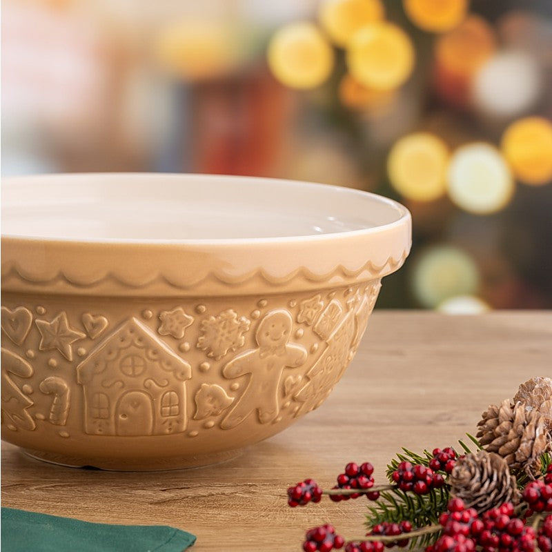 Mason Cash Christmas Mixing Bowl Gingerbread Beige 2 L