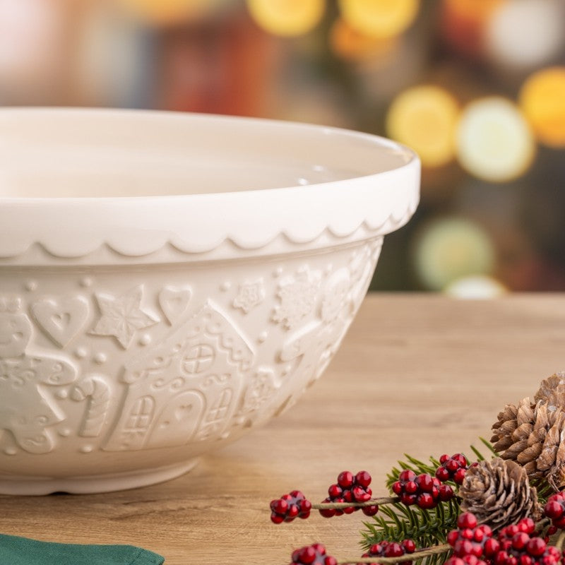 Mason Cash Christmas Mixing Bowl Gingerbread White 2.7 L