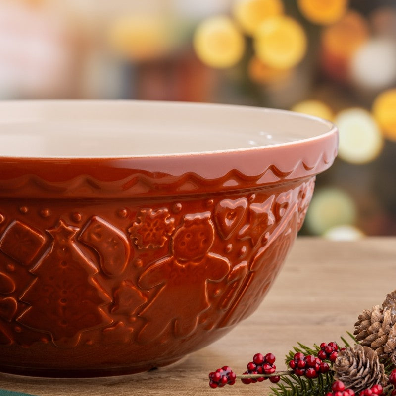 Mason Cash Christmas Mixing Bowl Gingerbread Brown 4 L