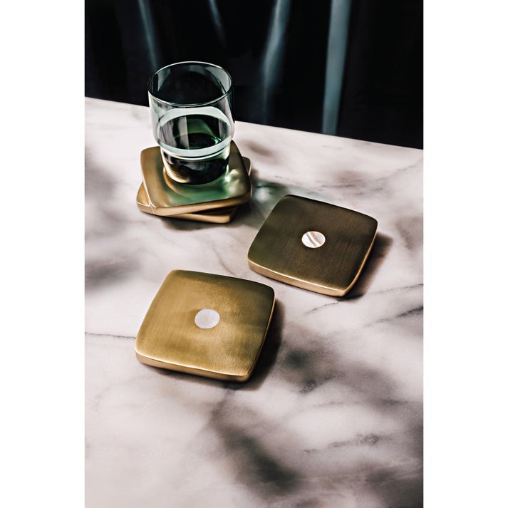 Danica Metal Coaster Nacre-Gold Set Of 4