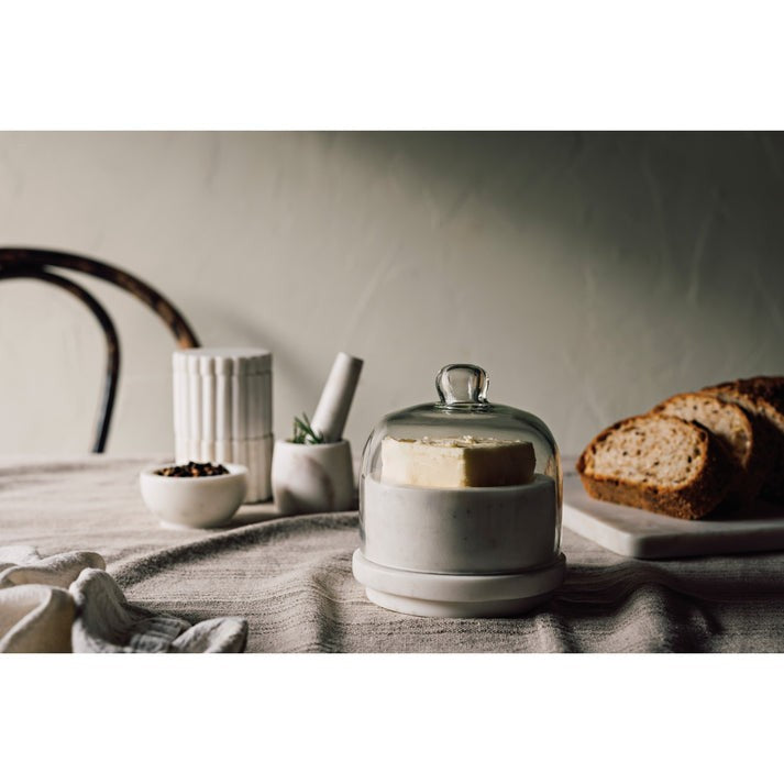 Danica White Marble 10oz Butter Dish