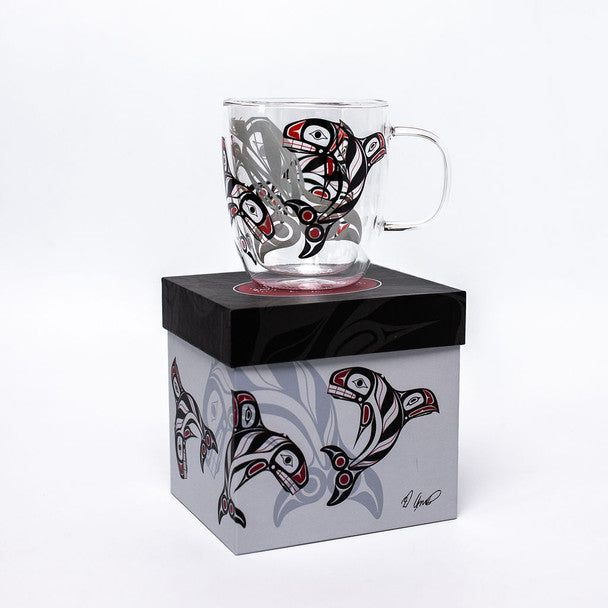 Native Northwest 12oz Double Walled Glass Mug Killer Whale - iQ living