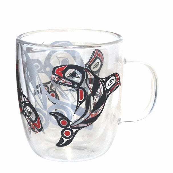 Native Northwest 12oz Double Walled Glass Mug Killer Whale