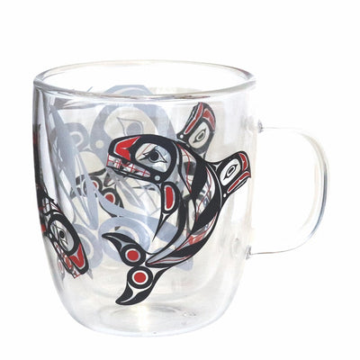 Native Northwest 12oz Double Walled Glass Mug Killer Whale