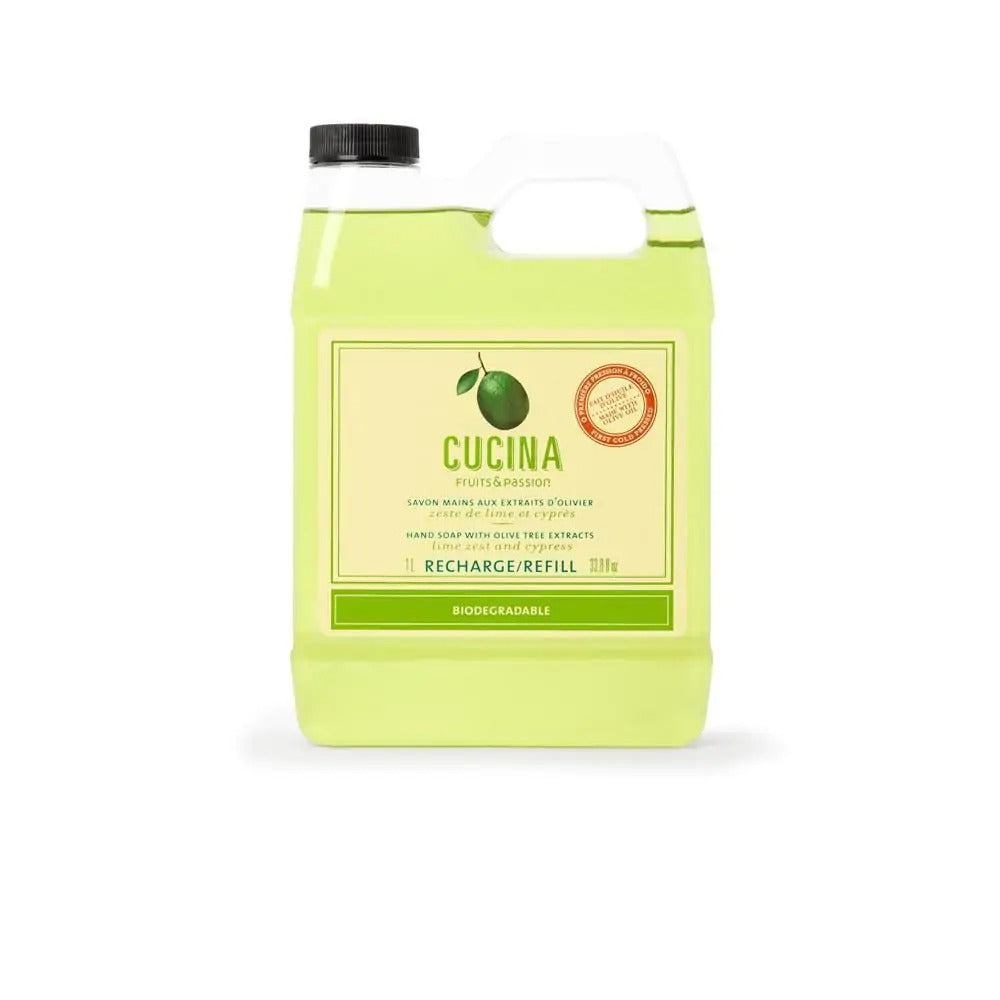 Fruits & Passion Cucina Purifying Hand Wash Refill, Lime Zest and Cypress - iQ living
