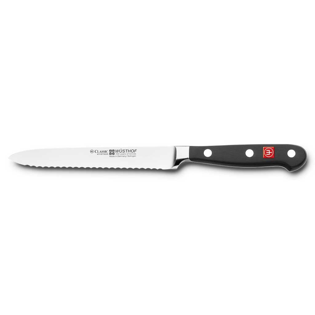Wusthof Classic Black Serrated Utility Knife 5"