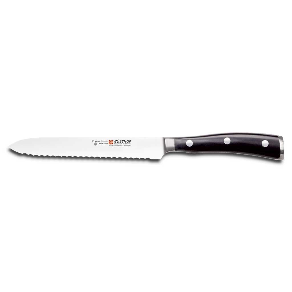 Wusthof Classic Ikon Black Serrated Utility Knife 5" - iQ living