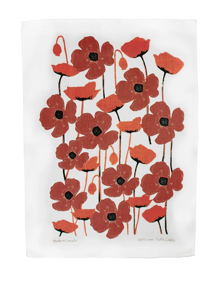Rain Goose Linen Tea Towel Red Poppy