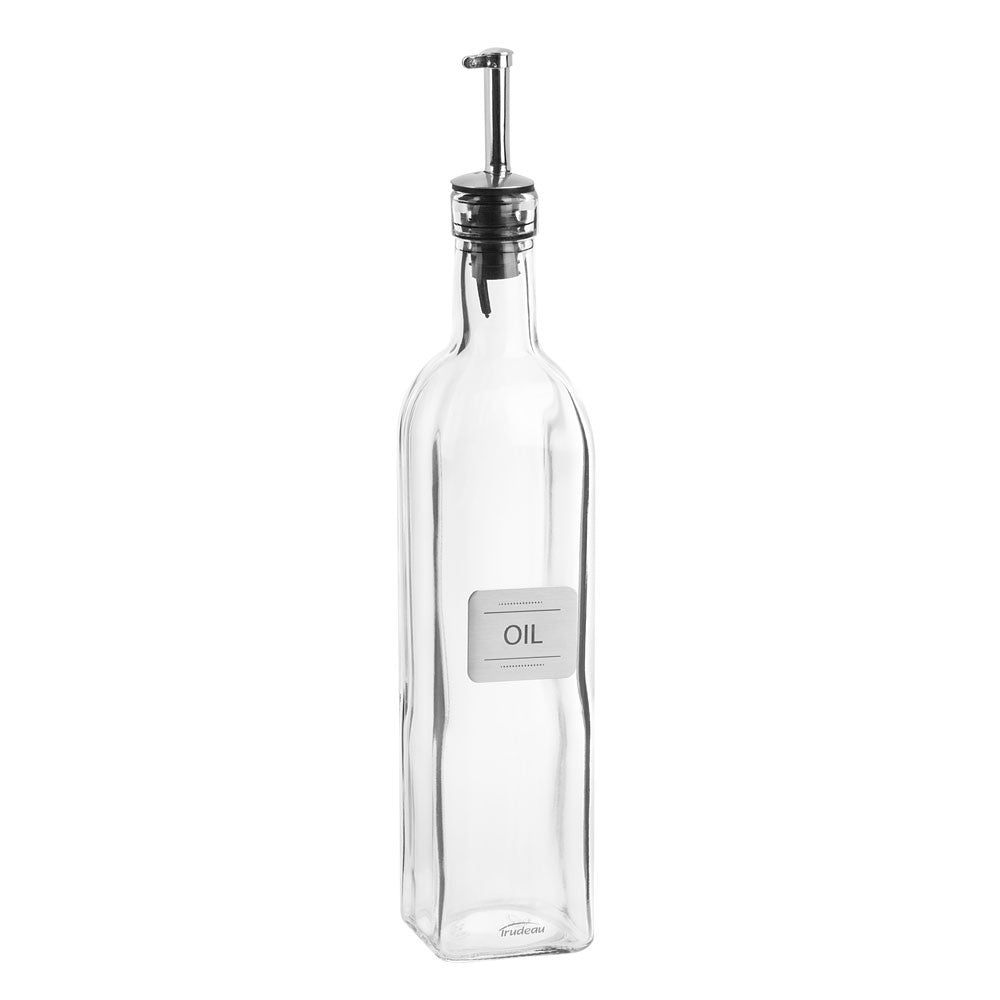 Trudeau Oil Bottle With Metal Plate 17oz