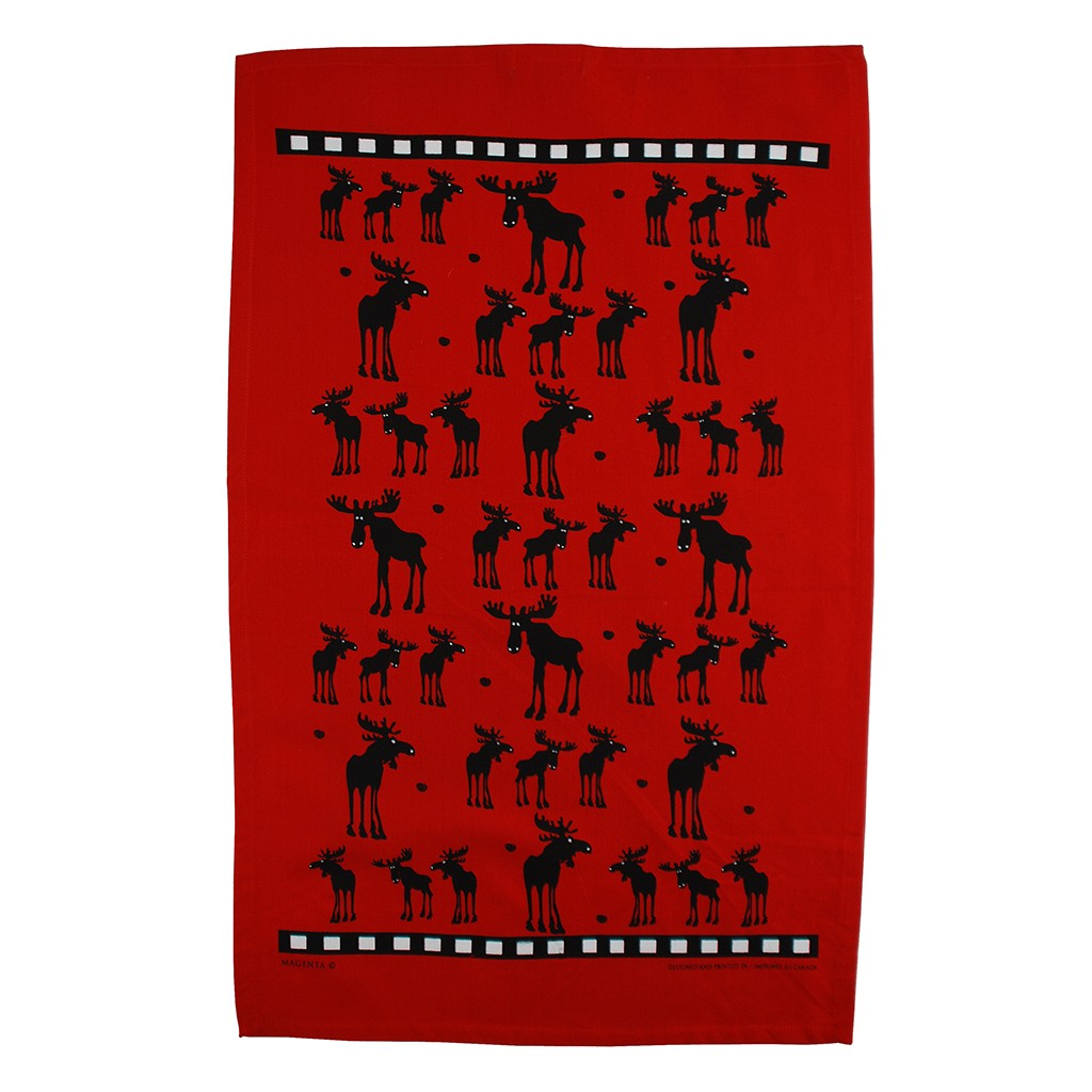 Magenta New Moose Tea Towel