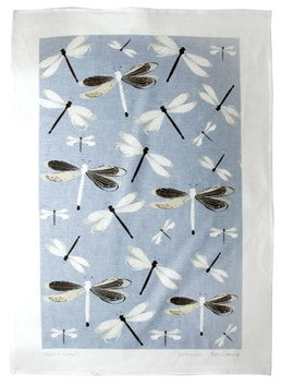 Rain Goose Linen Tea Towel New Blue Dragonfly - iQ living