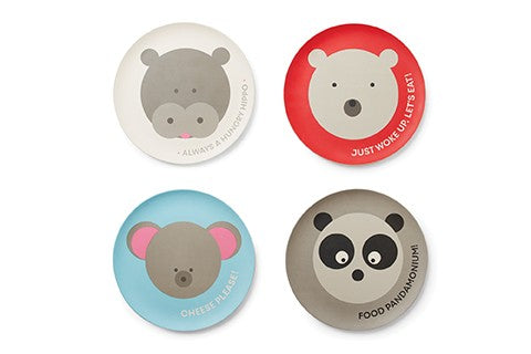 Red Rover Kids Bamboo Animal Plates - Set of 4
