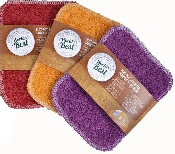 World's Best Pot Scrubber, Solid Colour Original Flat Set of 3
