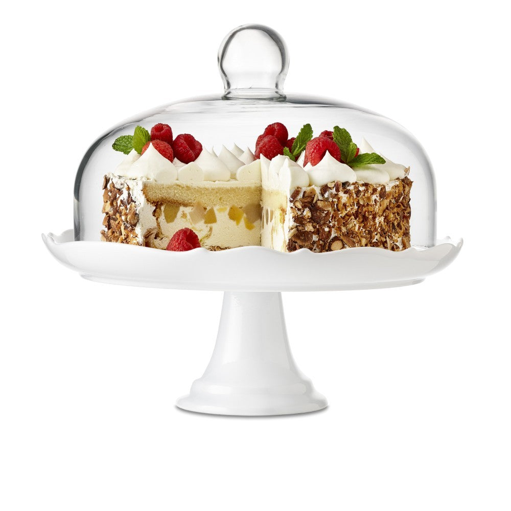 Bianco Brilliant Pedestal Cake Plate and Dome, 27cm