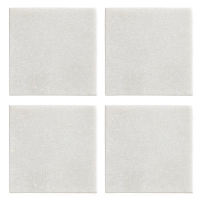 Torre & Tagus Square White Marble Coaster Set Of 4