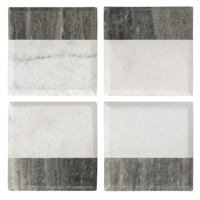 Torre & Tagus Square Two-Tone Marble Coaster Set Of 4