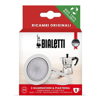 Bialetti Moka Espresso Maker 3 Gaskets & 1 Screen - 9 Cup