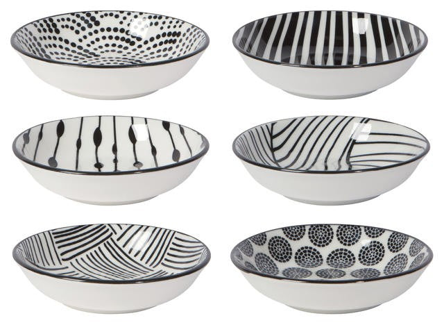 Now Designs Pinch Bowl Set Of 6 Bits & Dots Black