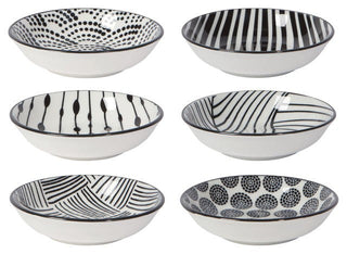Now Designs Pinch Bowl Set Of 6 Bits & Dots Black