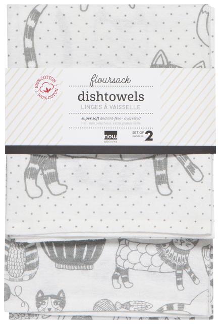 Now Designs Color Center Flour Sack Tea Towel Set of 2 - London Grey