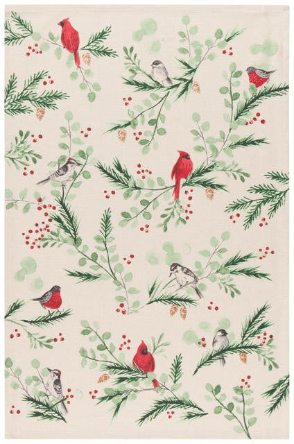 Now Designs Christmas Tea Towel - Forest Birds
